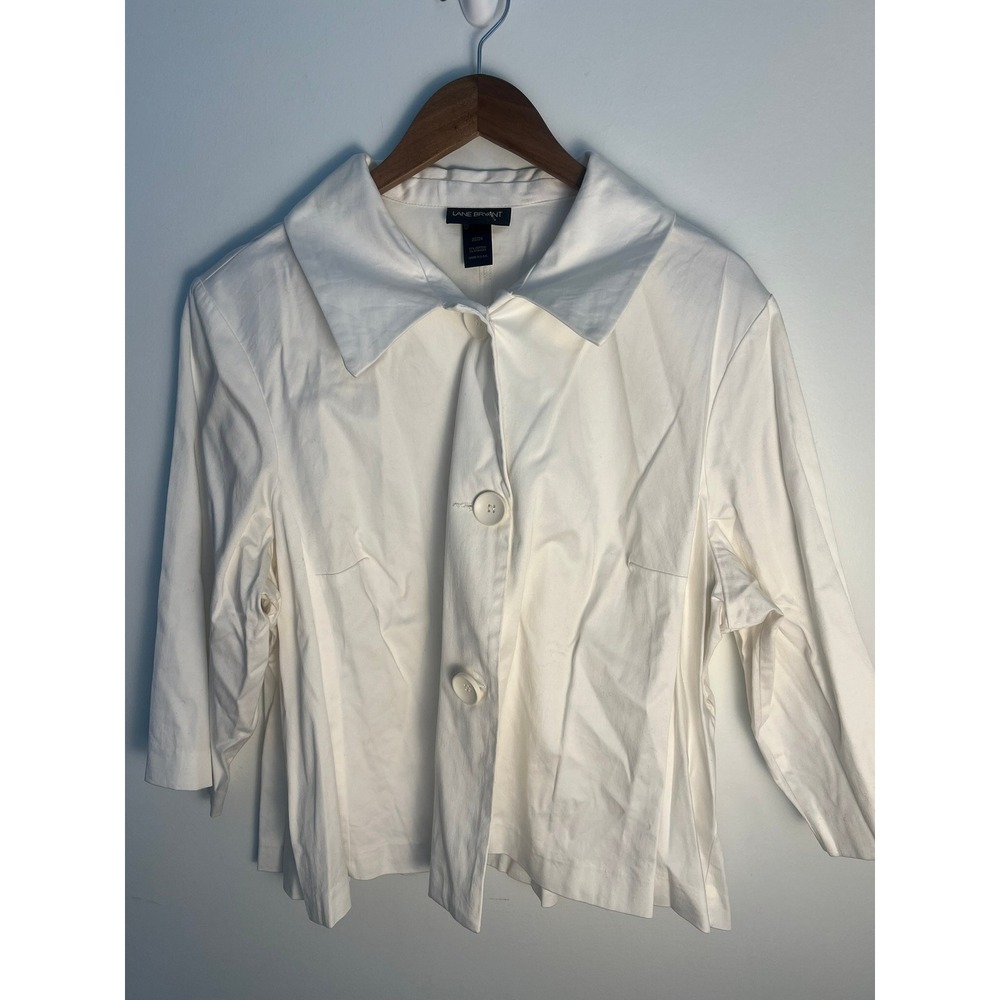 Lane Bryant‎ White Button Front Shirt Jacket 3/4 Sleeve Plus Wm 22/24 USA Made